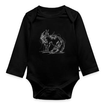 Amoureux des animaux renards, passionné de la faune, - Body Bébé bio manches longues - noir - Devant