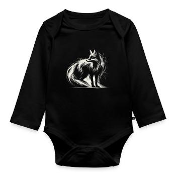 Amoureux des animaux renards, passionnés de la faune, - Body Bébé bio manches longues - noir - Devant