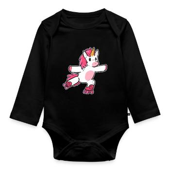 Roller Skating Roller Skates Inline Skates - Organic Longsleeve Baby Bodysuit - black - Front