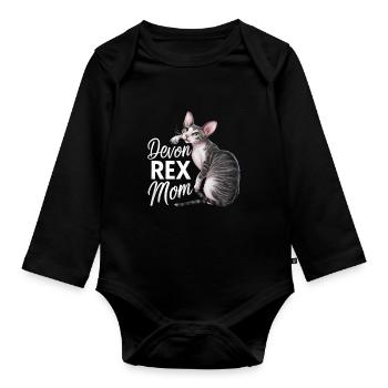 Katze Devon Rex Geschenk - Baby Bio-Langarm-Body - Schwarz - Vorne