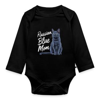 Katze Russisch Blau Geschenk - Baby Bio-Langarm-Body - Schwarz - Vorne