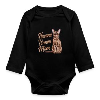 Katze Havanna Braun Geschenk - Baby Bio-Langarm-Body - Schwarz - Vorne
