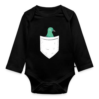 pigeon fancier pigeon bird lover pigeon - Organic Longsleeve Baby Bodysuit - black - Front