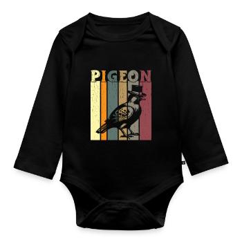 pigeon fancier pigeon bird lover pigeon - Organic Longsleeve Baby Bodysuit - black - Front