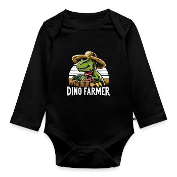 Bonsai Master T-Rex Dinosaur Gardening for - Organic Longsleeve Baby Bodysuit - black - Front