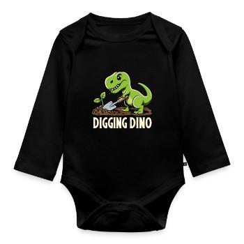 Bonsai Master T-Rex Dinosaur Gardening for - Organic Longsleeve Baby Bodysuit - black - Front