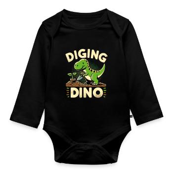 Bonsai Master T-Rex Dinosaur Gardening for - Organic Longsleeve Baby Bodysuit - black - Front