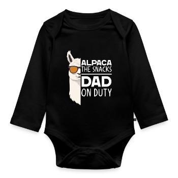 Drôle de papa d’alpaga parfait jeu de mots - Body Bébé bio manches longues - noir - Devant