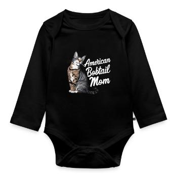 Katze American Bobtail Geschenk - Baby Bio-Langarm-Body - Schwarz - Vorne