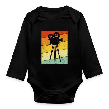 Funny Filmmaking Retro Vintage Cinematography - Organic Longsleeve Baby Bodysuit - black - Front