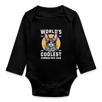 Katze Cornish Rex Geschenk - Baby Bio-Langarm-Body - Schwarz - Vorne