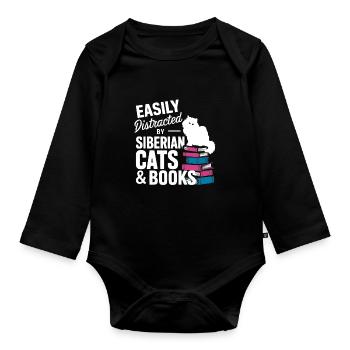 Katze Sibirische Geschenk - Baby Bio-Langarm-Body - Schwarz - Vorne
