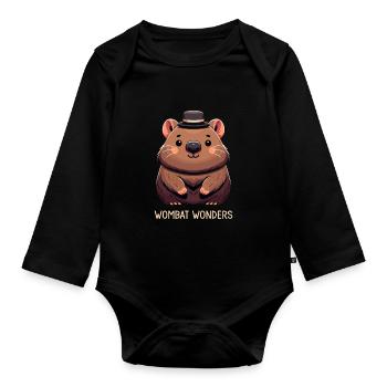 Se sentir Wombat-Tastic aujourd’hui - Wombat drôle - Body Bébé bio manches longues - noir - Devant