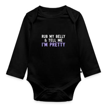 Reib Meinen Bauch Und Sag Mir, dass Ich Hübsch bin - Lustige Katze - Baby Bio-Langarm-Body - Schwarz - Vorne