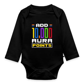 Add 10,000 Aura Points Trendy Viral - Organic Longsleeve Baby Bodysuit - black - Front