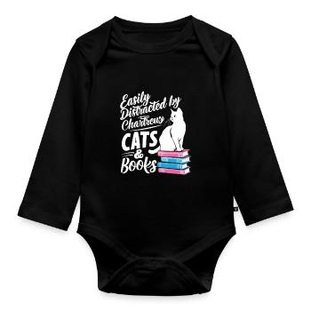 Katze Chartreux Geschenk - Baby Bio-Langarm-Body - Schwarz - Vorne