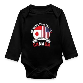 Canadian American Patriot Heart is from Canada - Baby Bio-Langarm-Body - Schwarz - Vorne