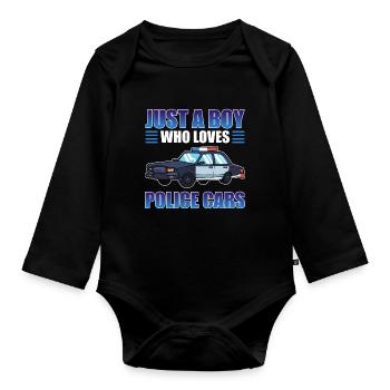 Juste un garçon qui aime les voitures de police - Body Bébé bio manches longues - noir - Devant