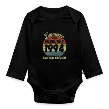 Awesome since February 1994 - Geburtstag - Baby Bio-Langarm-Body - Schwarz - Vorne