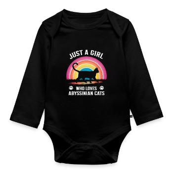 Katze Abessinier Geschenk - Baby Bio-Langarm-Body - Schwarz - Vorne