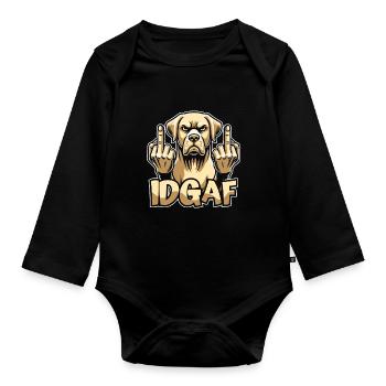 Labrador Idgaf - Organic Longsleeve Baby Bodysuit - black - Front