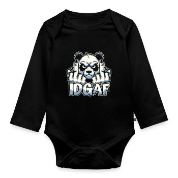 Großer Panda Pandabär Idgaf - Baby Bio-Langarm-Body - Schwarz - Vorne