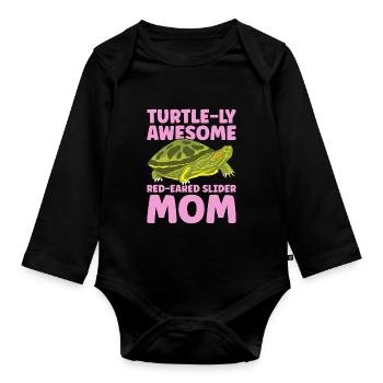 Red-eared Turtle Turtle - Organic Longsleeve Baby Bodysuit - black - Front