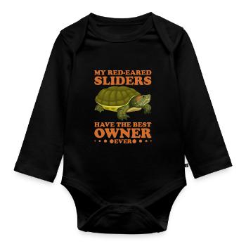 Red-eared Turtle Turtle - Organic Longsleeve Baby Bodysuit - black - Front