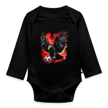 Eagle Football Coloré Albanie Animal Design Print - Body Bébé bio manches longues - noir - Devant