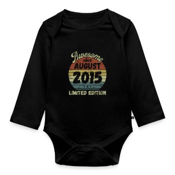 Awesome since August 2015 - Geburtstag - Baby Bio-Langarm-Body - Schwarz - Vorne
