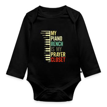 Klavier Christliche Musik Jesus Pianist Gott - Baby Bio-Langarm-Body - Schwarz - Vorne
