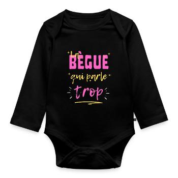 La bègue qui parle trop - Body Bébé bio manches longues - noir - Devant