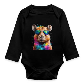 Lunettes de soleil Capybara Capy Colorful Animal Design Print - Body Bébé bio manches longues - noir - Devant