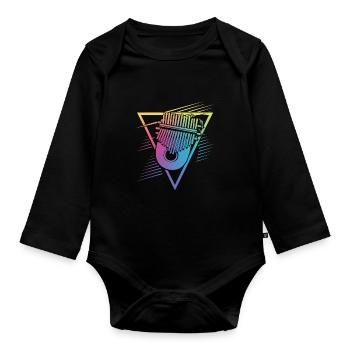 Idiophon Kalimba Geschenk - Baby Bio-Langarm-Body - Schwarz - Vorne