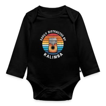Idiophon Kalimba Geschenk - Baby Bio-Langarm-Body - Schwarz - Vorne