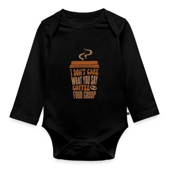 Le café est un groupe alimentaire - Body Bébé bio manches longues - noir - Devant