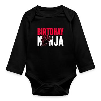 Birthday Ninja Birthday Party Theme Bday Ninja - Organic Longsleeve Baby Bodysuit - black - Front