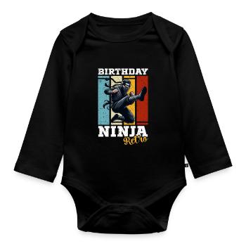 Birthday Ninja Birthday Party Theme Bday Ninja - Organic Longsleeve Baby Bodysuit - black - Front