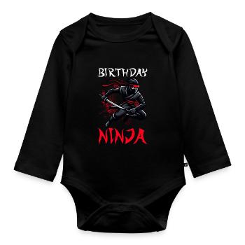 Birthday Ninja Birthday Party Theme Bday Ninja - Organic Longsleeve Baby Bodysuit - black - Front