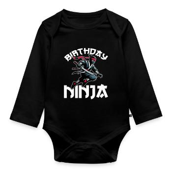 Birthday Ninja Birthday Party Theme Bday Ninja - Organic Longsleeve Baby Bodysuit - black - Front