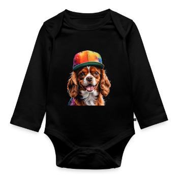 Cavalier King Charles Spaniel Snapback Cap Chien - Body Bébé bio manches longues - noir - Devant