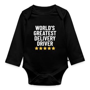 World's Greatest Delivery Driver Funny Dash - Organic Longsleeve Baby Bodysuit - black - Front