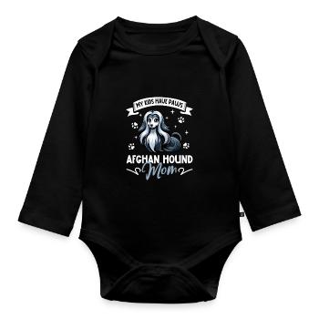 Afghan Greyhound Mom - Organic Longsleeve Baby Bodysuit - black - Front