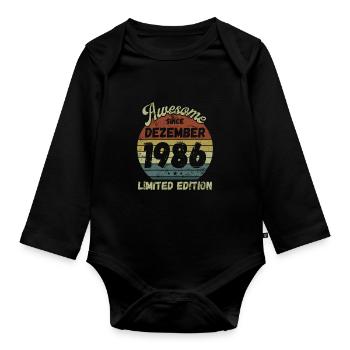 Awesome since December 1986 - Geburtstag - Baby Bio-Langarm-Body - Schwarz - Vorne