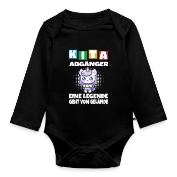 KITA Leavers School Child School Enrollment - Organic Longsleeve Baby Bodysuit - black - Front