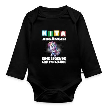 KITA Leavers School Child School Enrollment - Organic Longsleeve Baby Bodysuit - black - Front