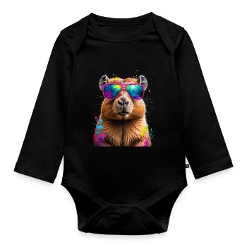 Lunettes de soleil Capybara Capy Colorful Animal Design Print - Body Bébé bio manches longues - noir - Devant