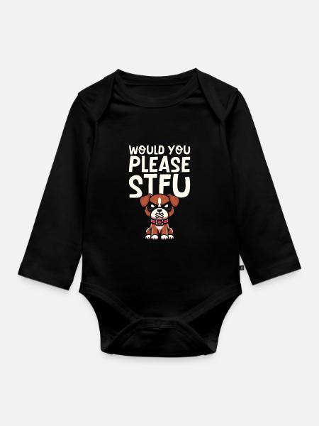 Boxer Hund Deutscher Boxer Stfu - Baby Bio-Langarm-Body - Schwarz