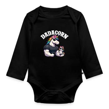 Dadacorn Unicorn Dad Dad Father's Day Daughter - Organic Longsleeve Baby Bodysuit - black - Front