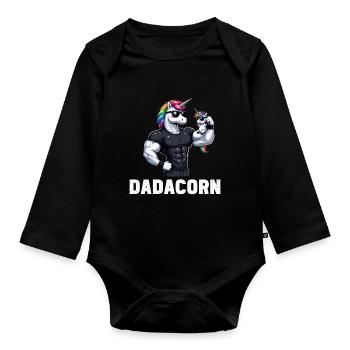 Dadacorn Unicorn Dad Dad Father's Day Daughter - Organic Longsleeve Baby Bodysuit - black - Front